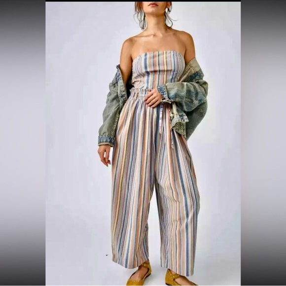Free People Roaming Shores Strapless Striped Jumpsuit - Picture 5 of 12